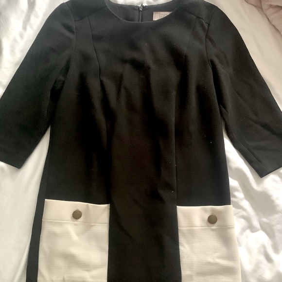 LOFT BLACK WITH WHITE POCKETS DRESS - Picture 1 of 4